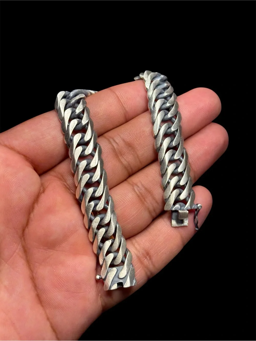 925 Sterling Silver Black Oxidized Bracelet 8.9” Handmade 50.40g